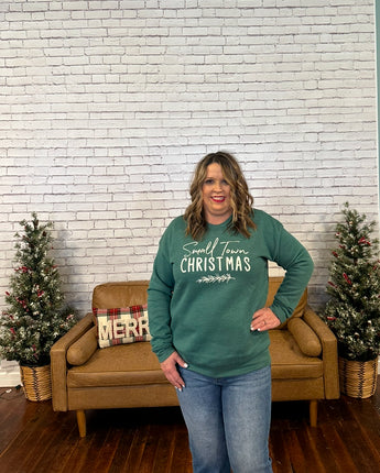 Small Town Christmas Sweatshirt Forest Green