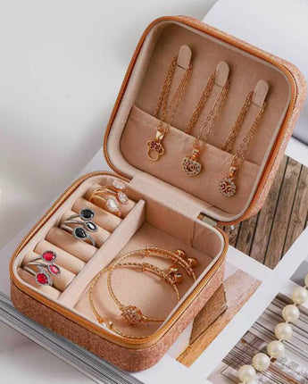 Retro Floral Print Travel Square Jewelry Box