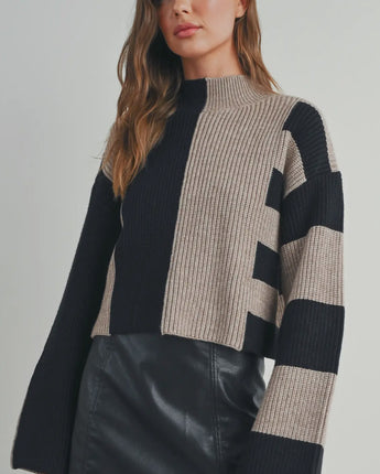 Colorblock Geometric Sweater