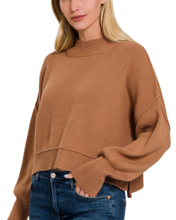 Side Slit Crop Sweater