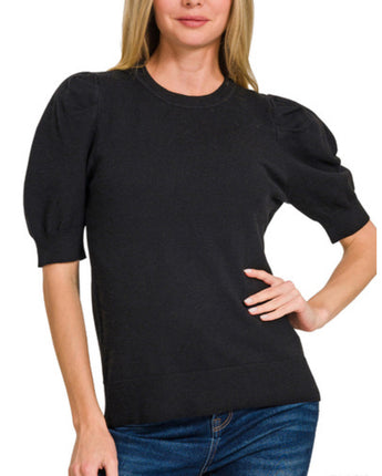 Fall Puff Sleeve Short Sleeve Sweater