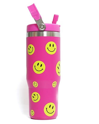 Smiley Hot Pink Tumbler