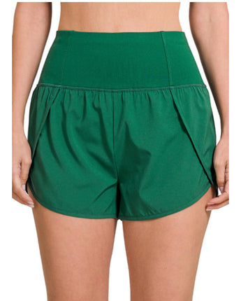 High Waisted Zippered Back Pocket Running Shorts