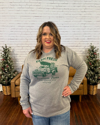 Farm Fresh Christmas Trees Sweatshirt Gray
