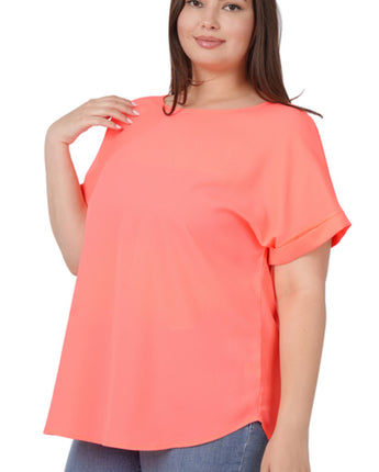 Curvy Neon Peach Blouse