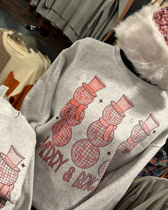 Kids Merry & Bright Disco Snowman Sweatshirt