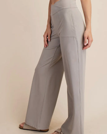 Stone Taupe Butter Soft V Waist Wide Pant