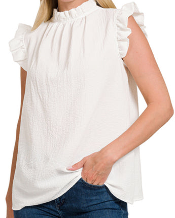 Ruffle Trim Sleeveless Top