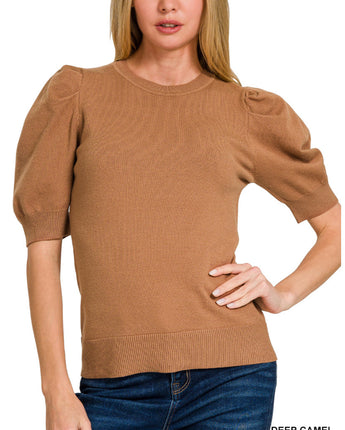 Fall Puff Sleeve Short Sleeve Sweater