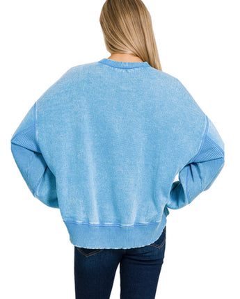 Deep Sky Acid Wash Fleece Pullover