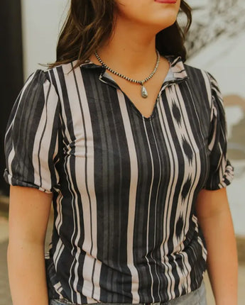 Vintage Black Serape Ruffle Top