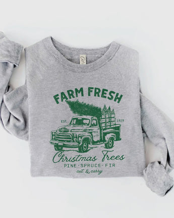 Farm Fresh Christmas Trees Sweatshirt Gray