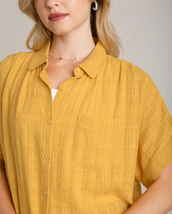 Honey Textured Button Down Top