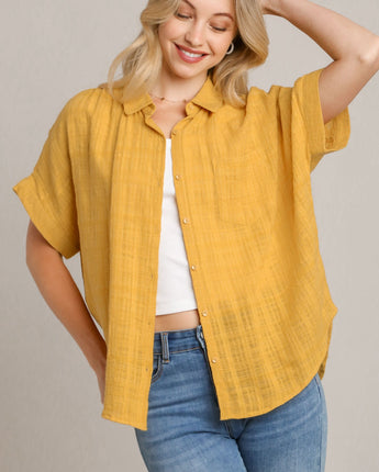 Honey Textured Button Down Top