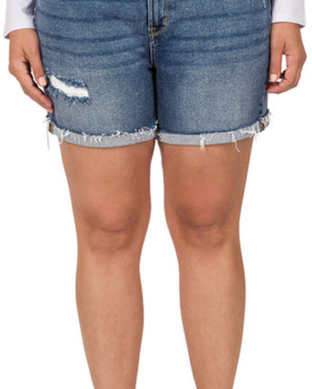 Distressed Cuff Raw Hem Shorts Plus