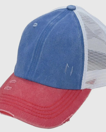 Red, White, & Blue Ponytail Hat