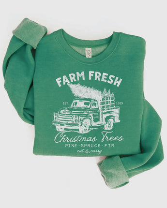 Farm Fresh Christmas Trees Sweatshirt Green