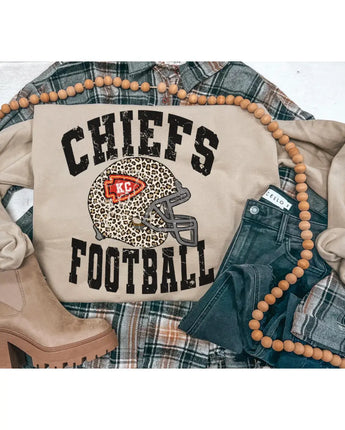 Chiefs Leopard Helmet Football Crewneck