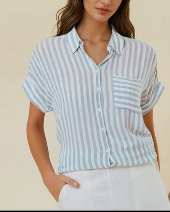 Summer Stripes Button Down Top