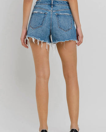 Vervet High Rise Distressed A Line Shorts