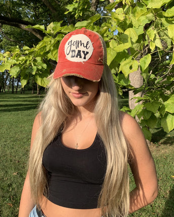 Game Day Orange Distressed Hat