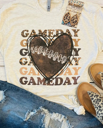 Game Day Heart Football Tee