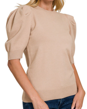 Puff Sleeve Short Sleeve Sweater