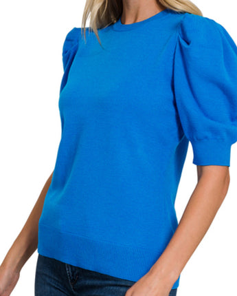 Puff Sleeve Short Sleeve Sweater