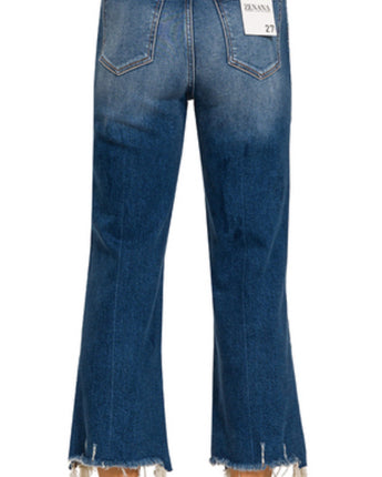 Distressed Knee Frayed Hem Cropped Denim Jeans