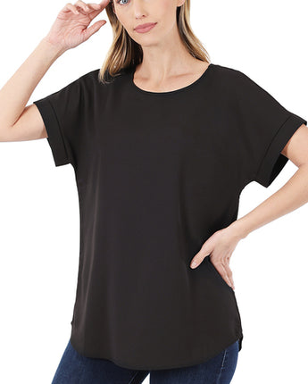 Short Sleeve Woven Blouse Black