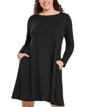 Curvy Long Sleeve Flare Dress