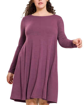 Curvy Long Sleeve Flare Dress