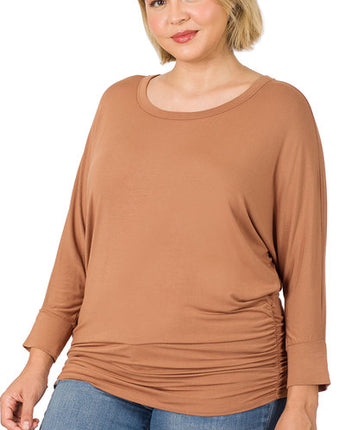 Curvy Luxe Rayon Dolman 3/4 Sleeve Shirt