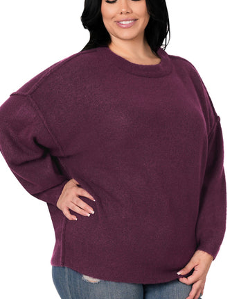 Curvy Raw Seam Melange Sweater