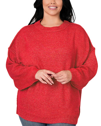 Curvy Raw Seam Melange Sweater