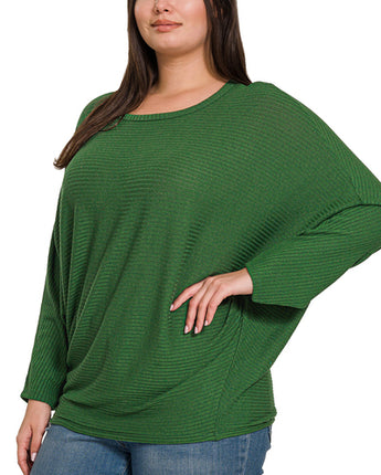 Curvy Ribbed Batwing Shirt