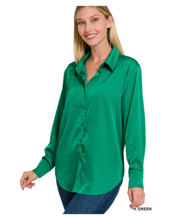 Satin Button Front Shirt