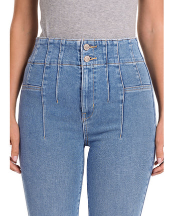 Detailed Waist Flare Jeans