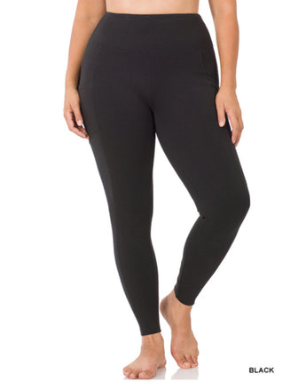 Curvy Wide Waistband Pocket Leggings