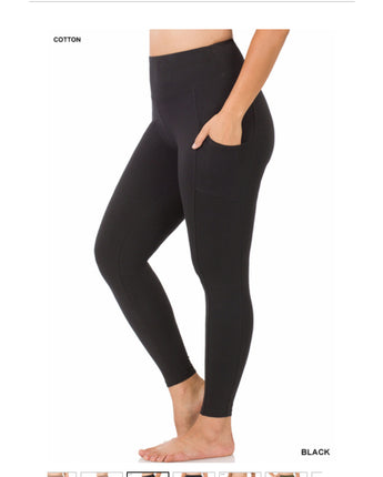 Curvy Wide Waistband Pocket Leggings