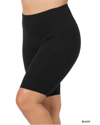 Curvy Wide Waistband Pocket Biker Shorts