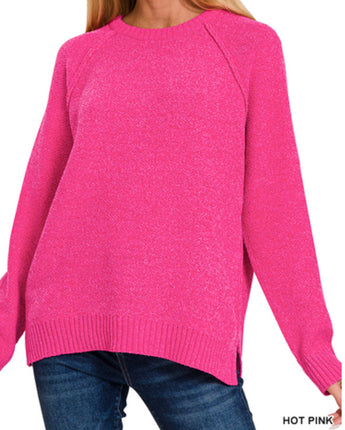 Pretty in Pink Raglan Chenille Sweater