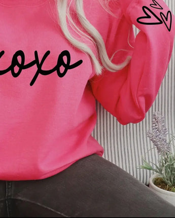 Pink XOXO Heart Detail Crewneck