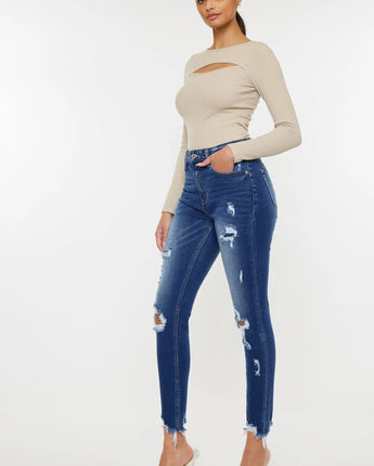 Kan Can High Rise Ankle Skinny Jeans