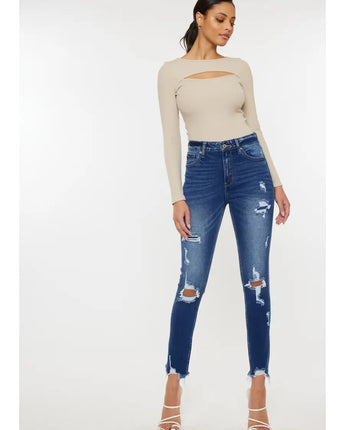 Kan Can High Rise Ankle Skinny Jeans