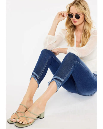 Kan Can High Rise Ankle Skinny Fray Jeans