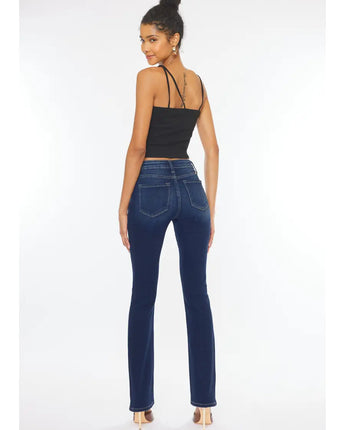 Kan Can Dark High Rise Boot Cut Jeans