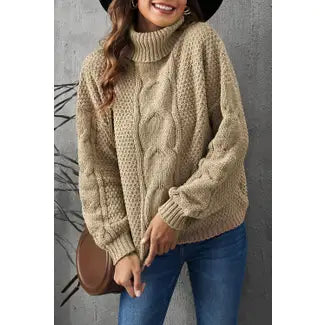 Turtleneck Cable Knit Sweater