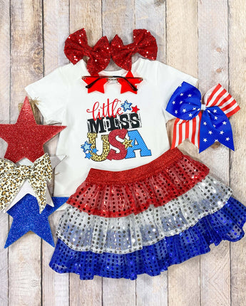 Little Miss USA Sequin Skirt Set