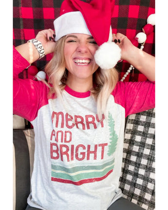 Retro Merry & Bright Raglan Tee